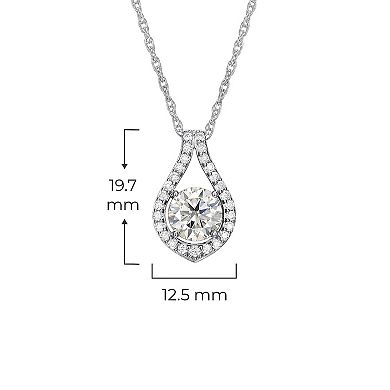 Classic Treasures Sterling Silver Lab-Created Moissanite Teardrop Pendant Necklace