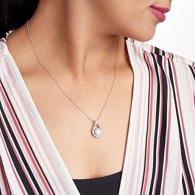 Classic Treasures Sterling Silver Lab-Created Moissanite Teardrop Pendant Necklace