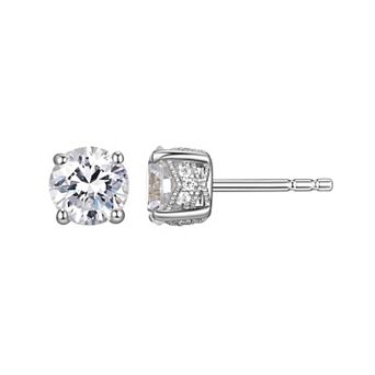 Classic Treasures Sterling Silver Lab-Created Moissanite Round Stud Earrings