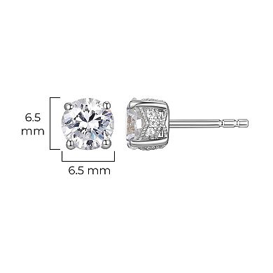Classic Treasures Sterling Silver Lab-Created Moissanite Round Stud Earrings