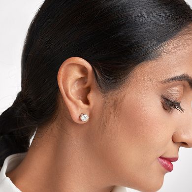 Classic Treasures Sterling Silver Lab-Created Moissanite Round Stud Earrings