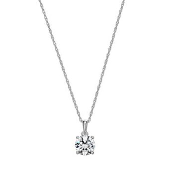 Classic Treasures Sterling Silver Lab-Created Moissanite Solitaire Pendant Necklace