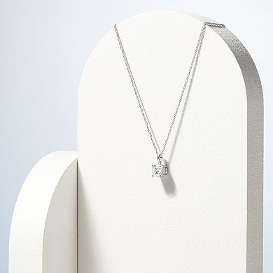 Sterling Silver Lab-Created Moissanite Solitaire Pendant Necklace