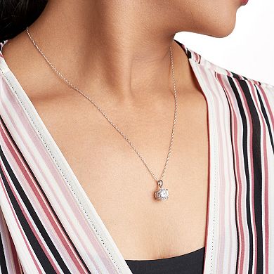 Sterling Silver Lab-Created Moissanite Solitaire Pendant Necklace