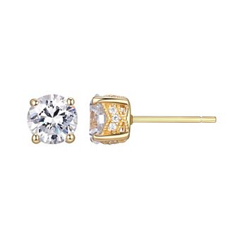 Classic Treasures 18k Gold Plated Silver Lab-Created Moissanite Stud Earrings
