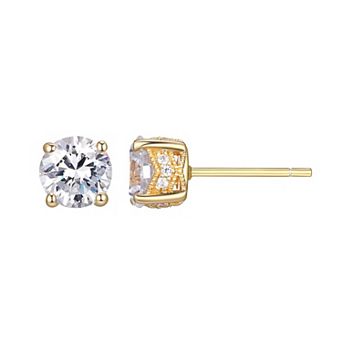 Classic Treasures 18k Gold Plated Silver Lab-Created Moissanite Stud Earrings