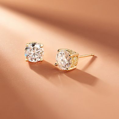Classic Treasures 18k Gold Plated Silver Lab-Created Moissanite Stud Earrings