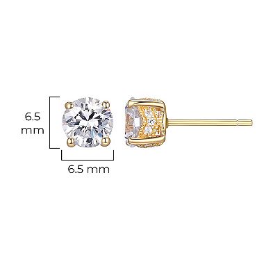 Classic Treasures 18k Gold Plated Silver Lab-Created Moissanite Stud Earrings