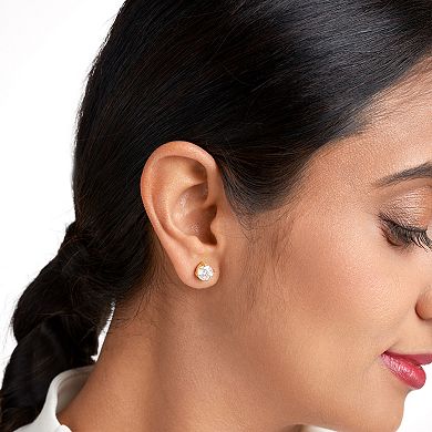 Classic Treasures 18k Gold Plated Silver Lab-Created Moissanite Stud Earrings