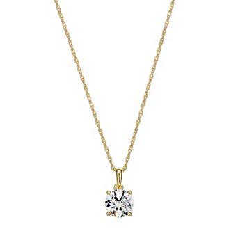 Classic Treasures 18k Gold Plated Silver Lab-Created Moissanite Solitaire Pendant Necklace