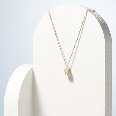 Classic Treasures 18k Gold Plated Silver Lab-Created Moissanite Solitaire Pendant Necklace