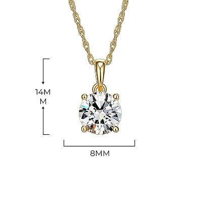 Classic Treasures 18k Gold Plated Silver Lab-Created Moissanite Solitaire Pendant Necklace
