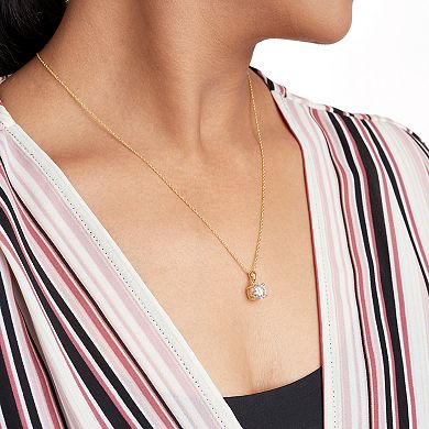 Classic Treasures 18k Gold Plated Silver Lab-Created Moissanite Solitaire Pendant Necklace