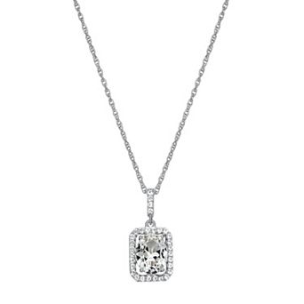 Classic Treasures Sterling Silver Lab-Created Moissanite Halo Pendant Necklace
