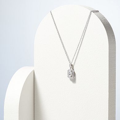 Classic Treasures Sterling Silver Lab-Created Moissanite Halo Pendant Necklace