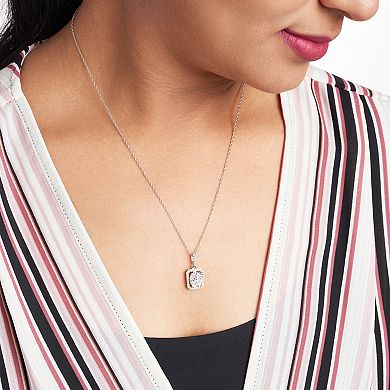 Classic Treasures Sterling Silver Lab-Created Moissanite Halo Pendant Necklace