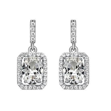 Classic Treasures Sterling Silver Lab-Created Moissanite Halo Drop Earrings
