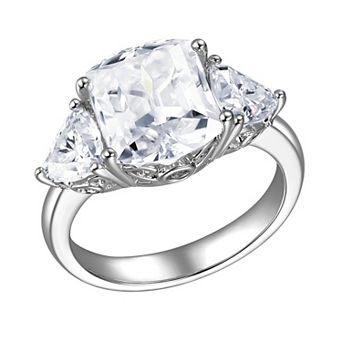 Classic Treasures Sterling Silver Lab-Created 3-Stone Moissanite Trillion Ring
