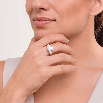 Classic Treasures Sterling Silver Lab-Created 3-Stone Moissanite Trillion Ring