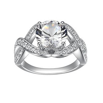 Classic Treasures Sterling Silver Lab-Created Moissanite Twisted Engagement Ring