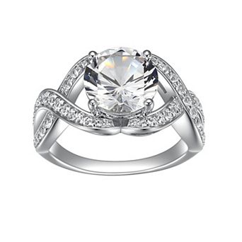 Classic Treasures Sterling Silver Lab-Created Moissanite Twisted Engagement Ring