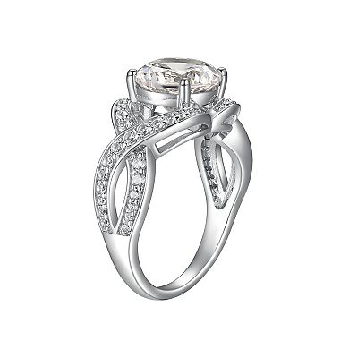 Classic Treasures Sterling Silver Lab-Created Moissanite Twisted Engagement Ring