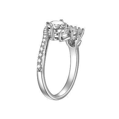 Classic Treasures Sterling Silver Lab-Created Moissanite Bypass Ring