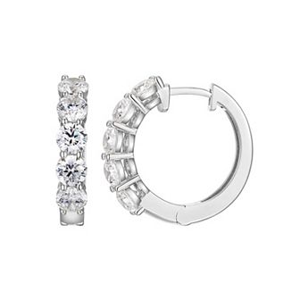 Classic Treasures Sterling Silver Lab-Created Moissanite Hoop Earrings