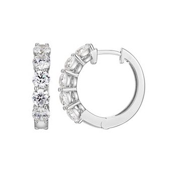 Classic Treasures Sterling Silver Lab-Created Moissanite Hoop Earrings