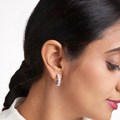 Classic Treasures Sterling Silver Lab-Created Moissanite Hoop Earrings