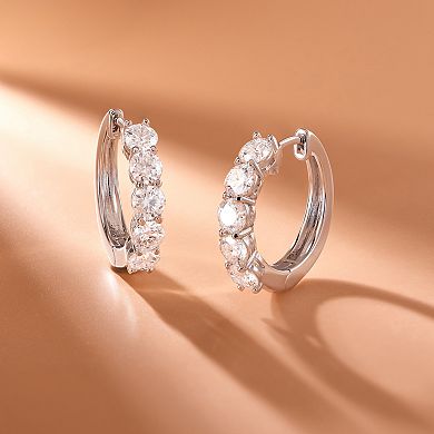 Classic Treasures Sterling Silver Lab-Created Moissanite Hoop Earrings