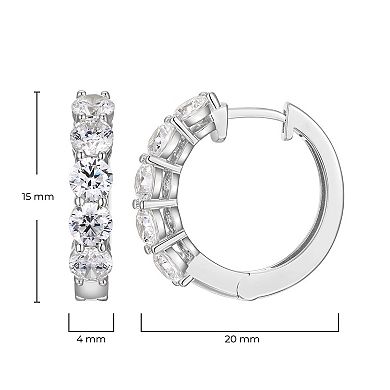 Classic Treasures Sterling Silver Lab-Created Moissanite Hoop Earrings