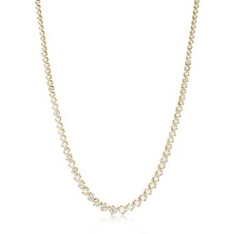 Classic Treasures 18k Gold Plated Silver Lab-Created Moissanite Graduating Tennis Necklace