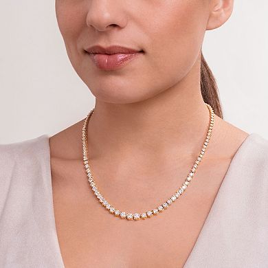 Classic Treasures 18k Gold Plated Silver Lab-Created Moissanite Graduating Tennis Necklace