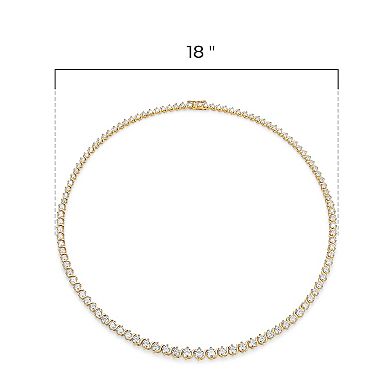 Classic Treasures 18k Gold Plated Silver Lab-Created Moissanite Graduating Tennis Necklace