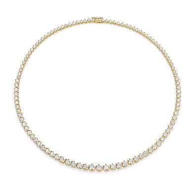 Classic Treasures 18k Gold Plated Silver Lab-Created Moissanite Graduating Tennis Necklace