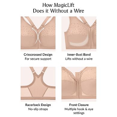 Plus Size Glamorise Bra MagicLift Front-Closure Wirefree Racerback Bra 1206