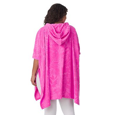 Plus Size Cuddl Duds® Hooded Jacquard Baby Terry Zip-Front Poncho Wrap