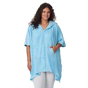 Plus Size Cuddl Duds® Hooded Jacquard Baby Terry Zip-Front Poncho Wrap