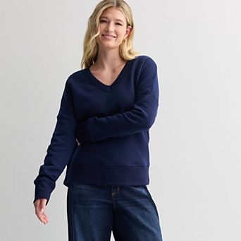 Women's Sonoma Goods For Life® Relaxed Fleece V-Neck Sweatshirt