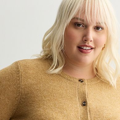 Plus Size Nine West Crew Neck Cardigan