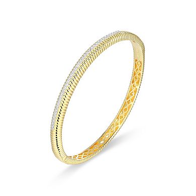 Classic Treasures 18k Gold Over Sterling Silver 1/2 Carat T.W. Lab-Created Diamond Bangle