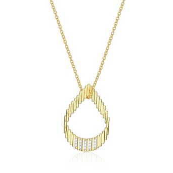 Classic Treasures 18k Gold and Rhodium Over Sterling Silver 1/10 Carat T.W. Lab-Grown Diamond Pendant Necklace