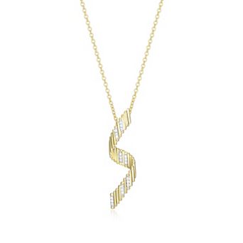 Classic Treasures 18k Gold Over Sterling Silver 1/10 Carat T.W. Lab-Created Diamond Fluted Pendant Necklace