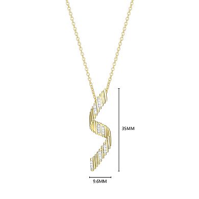 Classic Treasures 18k Gold Over Sterling Silver 1/10 Carat T.W. Lab-Created Diamond Fluted Pendant Necklace