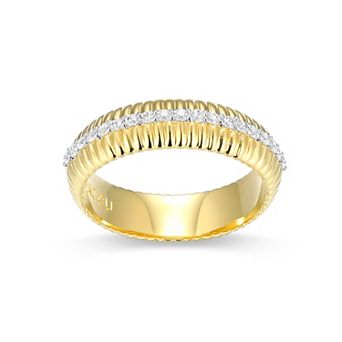 Classic Treasures 18k Gold and Rhodium Over Sterling Silver 1/4 Carat T.W. Lab-Grown Diamond Fluted Ring