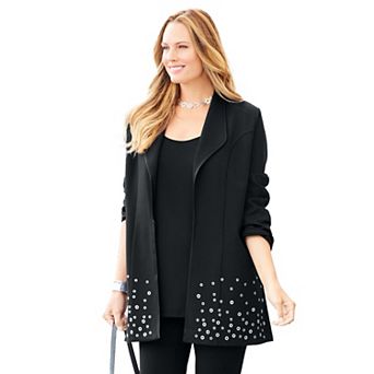 Catherines Women's Plus Size Black Label Grommet Ponte Jacket