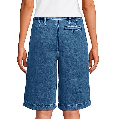 Women's Lands' End Lightweight Denim Mid Rise Pleated Slouchy Shorts