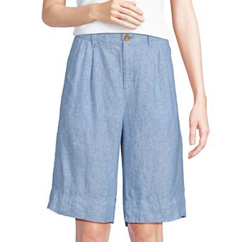 Women's Lands' End 10 in High Rise Pleated Shorts Set