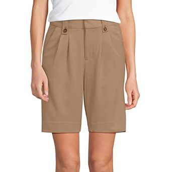 Women's Lands' End Soft Polish High Rise 10 in Pleated Shorts